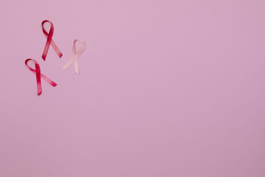 Pink ribbons representing breast cancer awareness